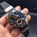 Replica Ulysse Nardin Marine Diver Quartz Movement Watch Black Rubber